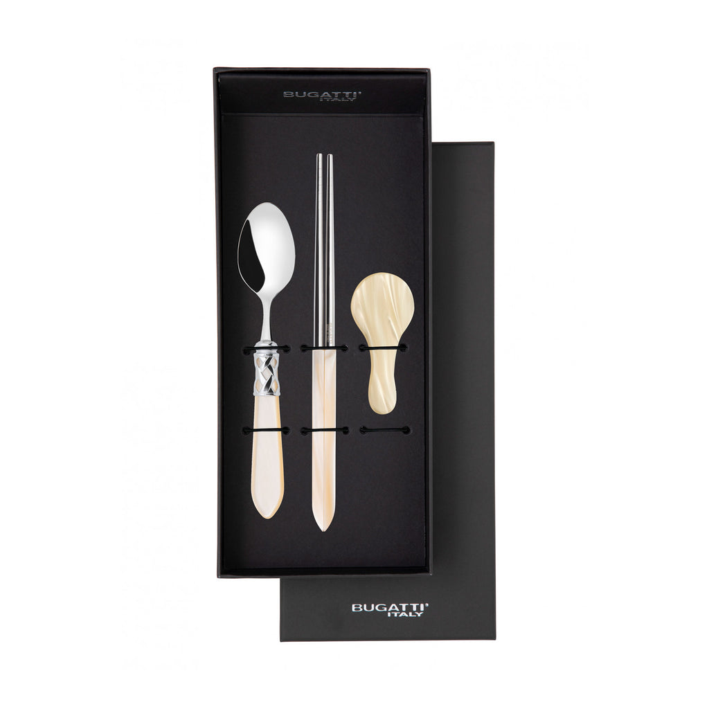 CASA BUGATTI--ALADDIN CHROM RING ASIAN FOOD SET3