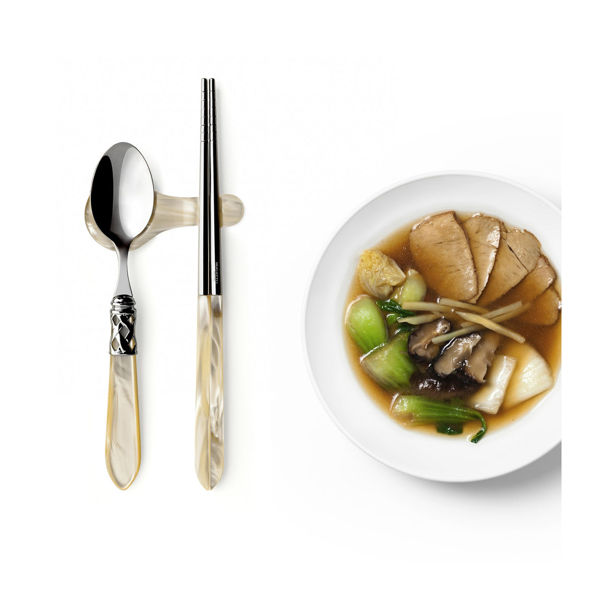 CASA BUGATTI--ALADDIN CHROM RING ASIAN FOOD SET3