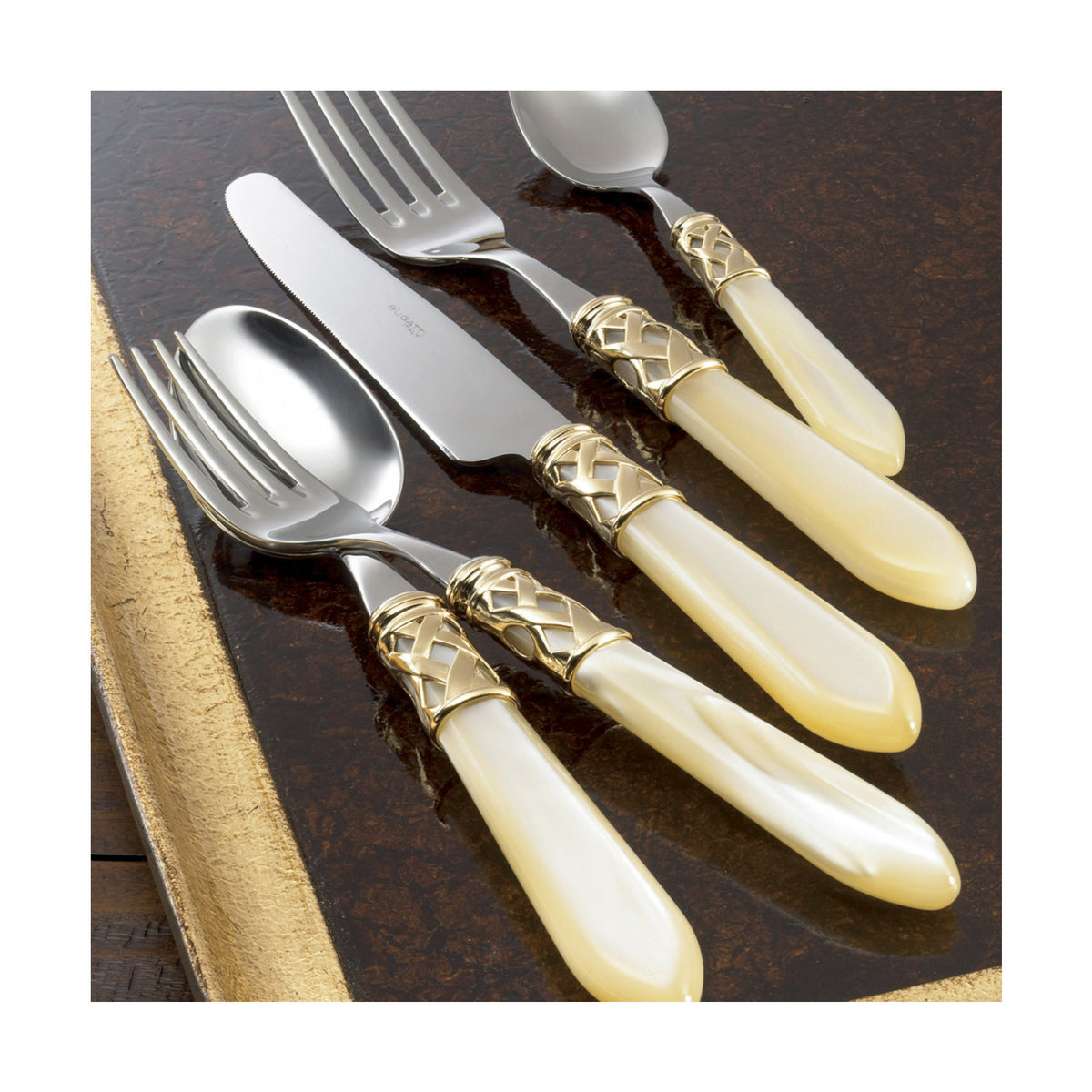 CASA BUGATTI--ALADDIN GOLD PLATED RING CUTELY SET4